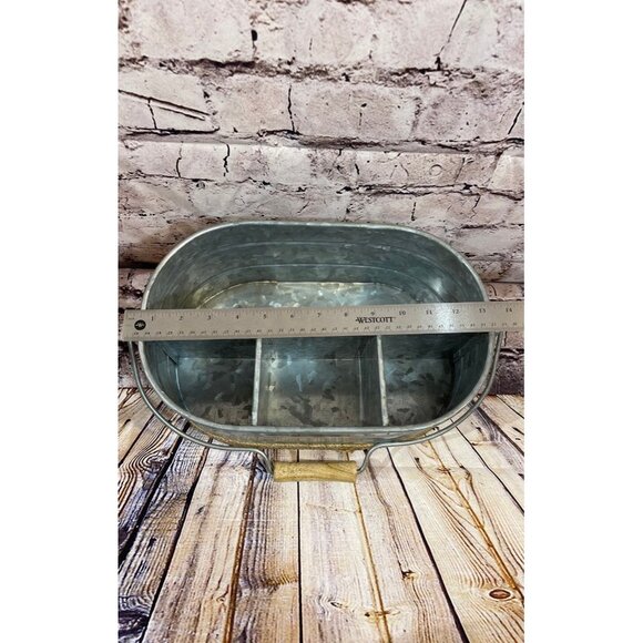 Silverware, Condiments/Napkins Galvanized‎ & Twine Bucket New With Tags! - Picture 2 of 7